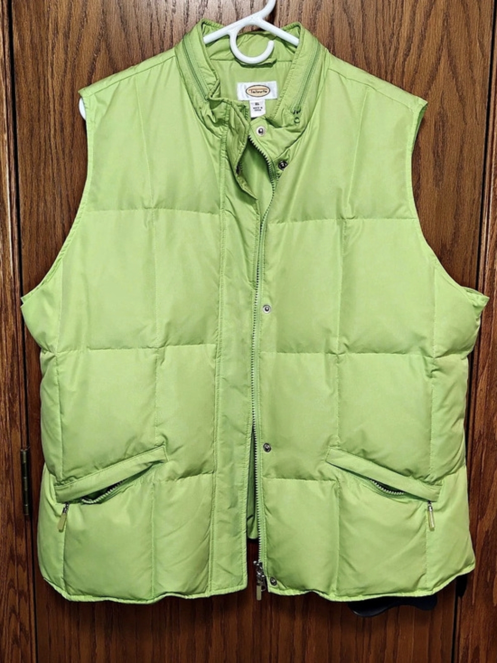 Women's Talbots Quilted Down Puffer Vest Green XL